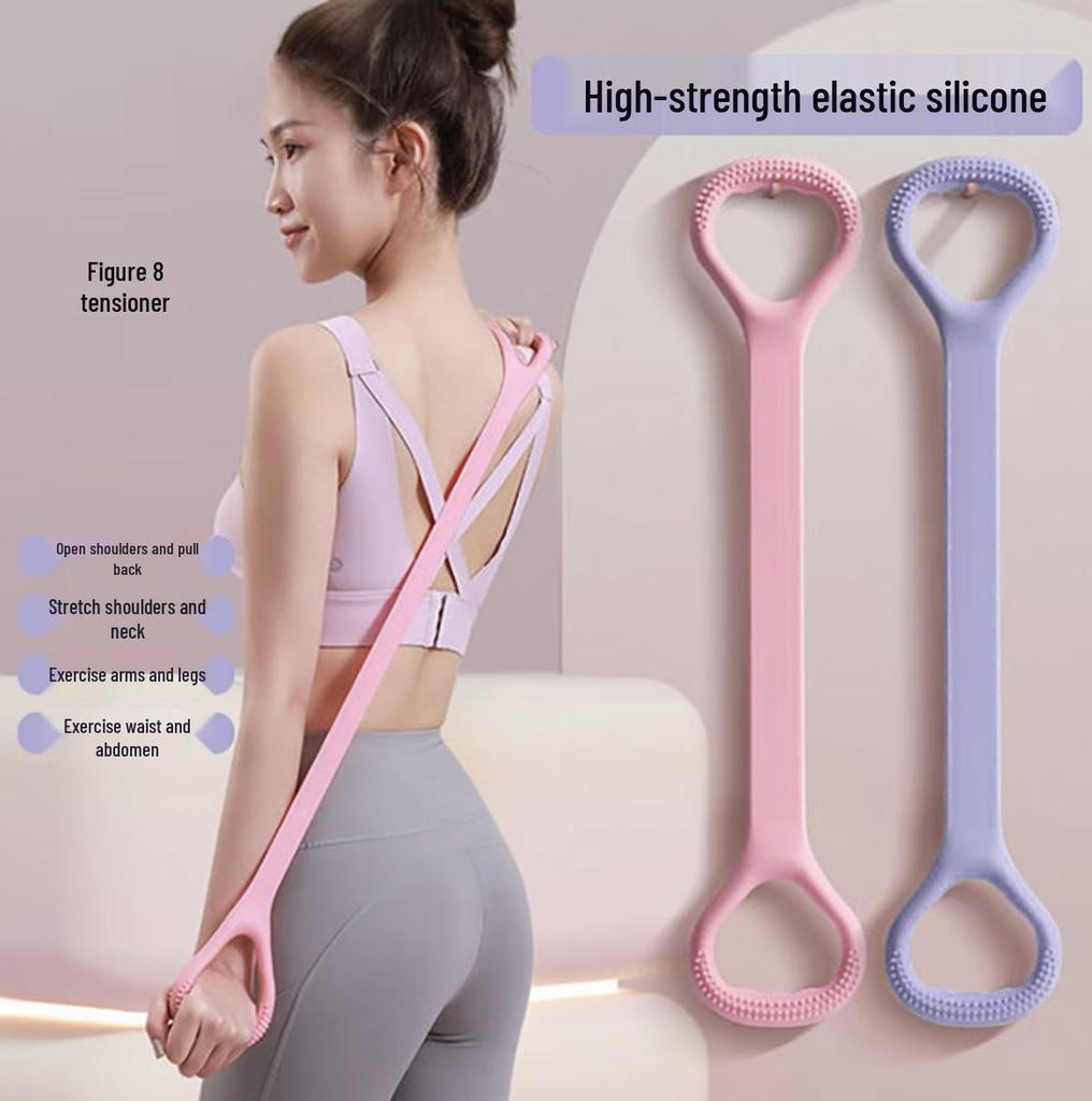 Women's Figure 8 Resistance Band for Back and Shoulder Exercises - Open Back Stretching, Slimming, and Yoga Fitness Tool with Thickened Elastic.