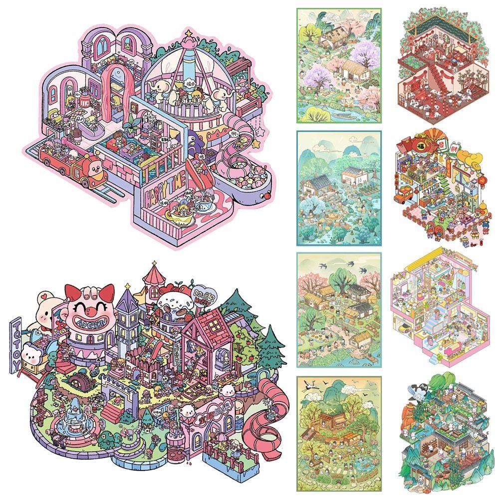 3D Стикеры с пейзажами DIY Визуальные складывающиеся стикеры Новая миниатюрная сцена 3D стикеры