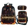 3Pcs Set Supernatural Backpack Students Travel Mochila Waterproof Boy Girl Schoolbag SPN Evil Rucksack Shoulder Bag Pencil Case
