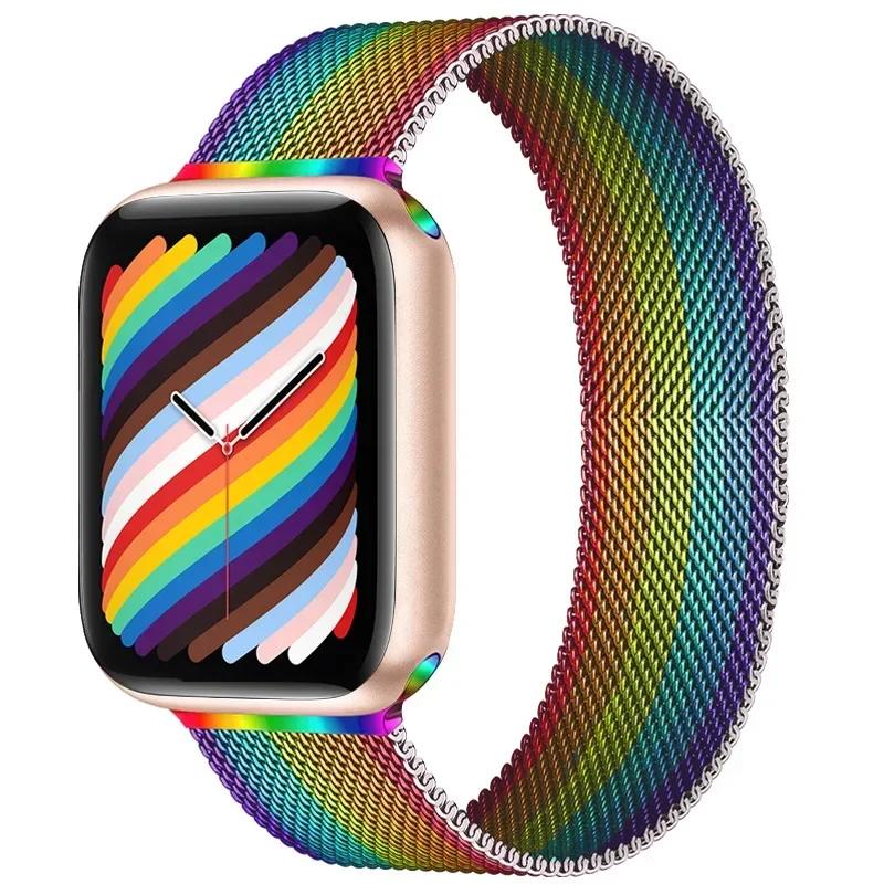 Магнитный петлевой ремешок Для Apple watch Ремешок 44мм 40мм 45мм 41мм 42мм 38мм Браслет из нержавеющей стали iWatch Серии Ultra 9 8 SE 7 6 5