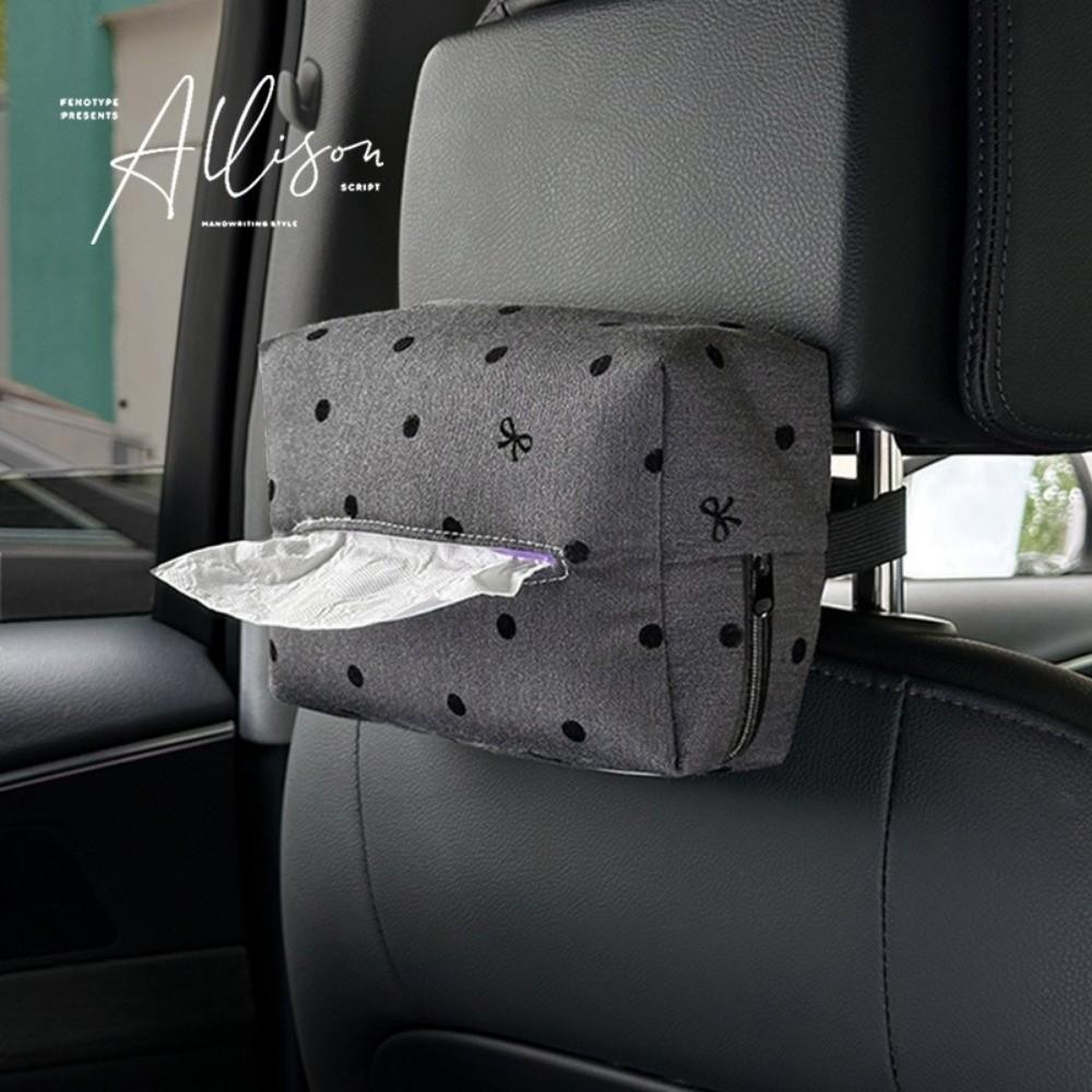 Bow Car Tissue Holder Polka Dot Hanging Tissue Dispenser Creative Car Tissue Box Seat Back