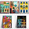 Modern Travel Illustration Italy Famous Cities Poster Colorful Architecture Print Abstract Art Canvas Landscape Room Home Decor (with Frame)