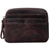 Многослотовое ретро кофейное ручной работы из кожи Crazy Horse мужское дизайнерское портмоне на молнии для монет и кредитных карт, маленькие кармашки