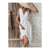 Women's Belted White A-line Dress