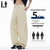 :CHOCOOLATE Men's Pure Cotton Loose Fit Wide-Leg Pants