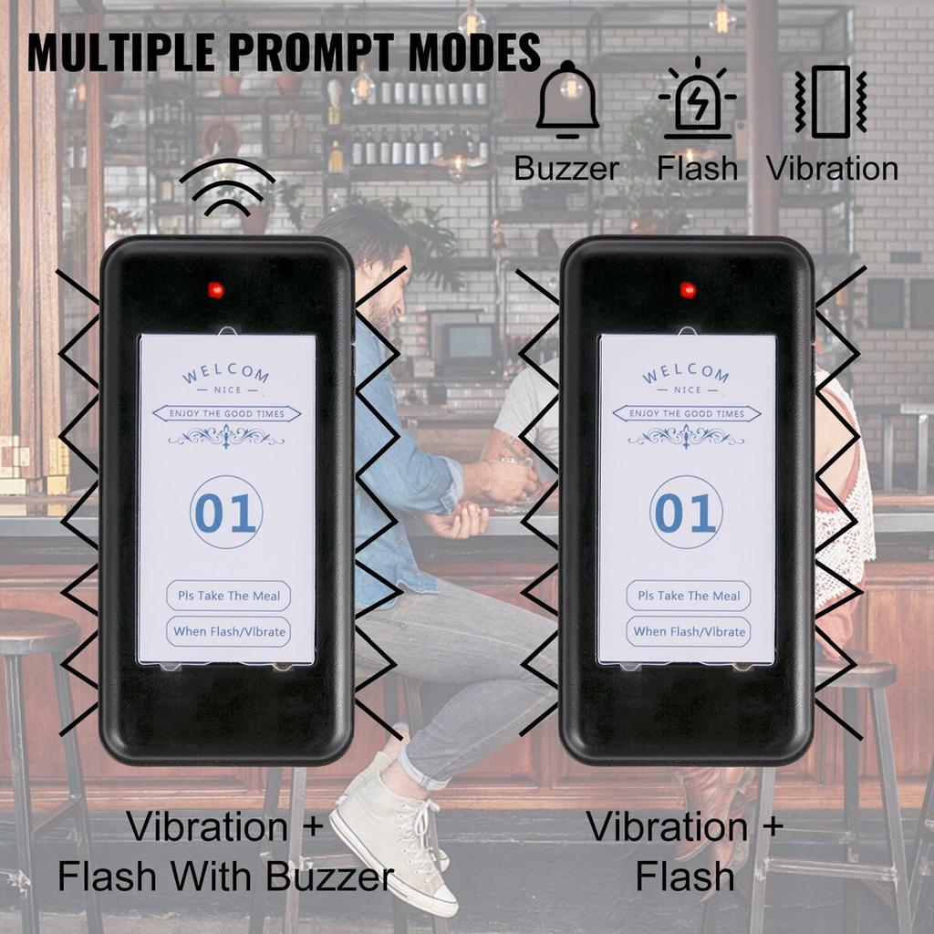 Restaurant Pager 16 Coasters Paging System Max 98 Nursery Pager Wireless Paging Queuing Calling System Touch Screen with Vibration, Flashing and