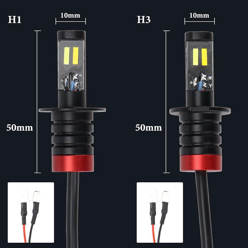 1 шт. H3 Светодиодные лампы H1 Светодиодные лампы 1860 Чипы 2smd Автомобильные противотуманные фары Дневной ходовой свет 12 В 6000 К Лампы для фар Белый Желтый
