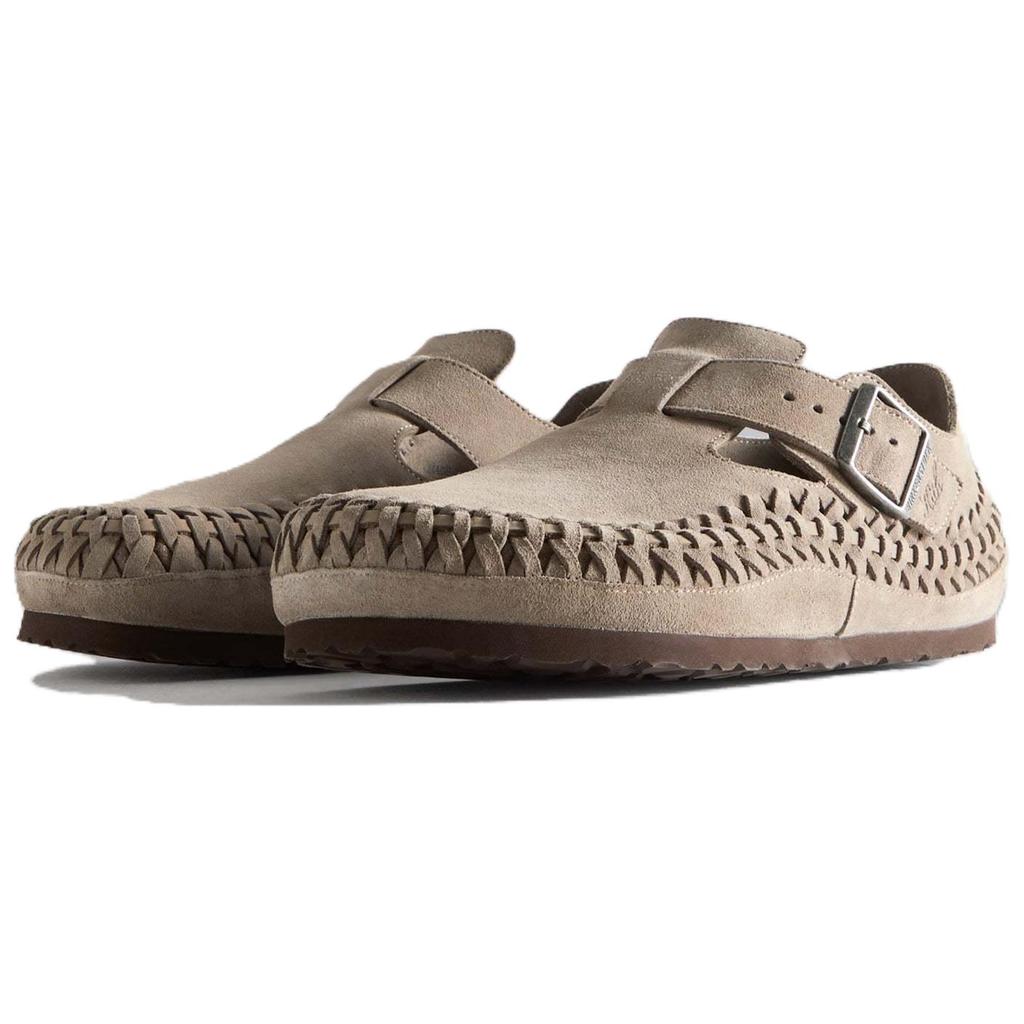 KITH x Birkenstock London Низкие повседневные туфли London со плетеным замшевым верхом Унисекс Бежевые 1029975