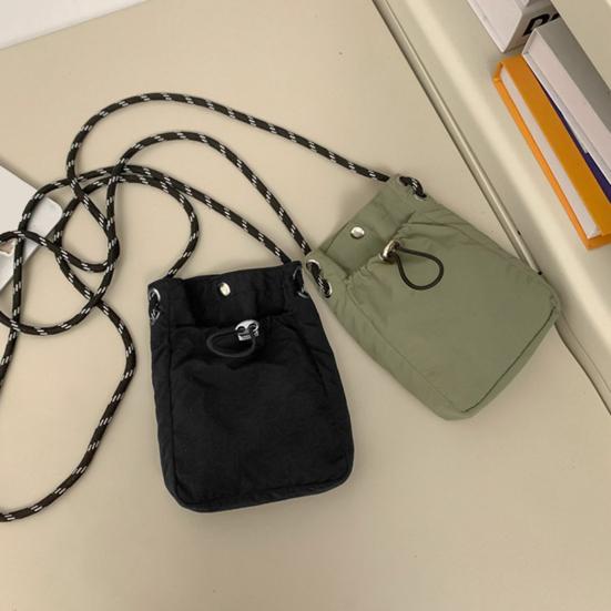 Crossbody Bag with Drawstring Casual Shoulder Bag Small Square Sling Bag Crossbody Mobile Phone Bag for Travel Shopping