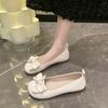 2025 Spring and Autumn New Shallow Mouth Flat-soled Single Shoes Women's Versatile Soft Sole Fairy Style Bow One Pedal Doudou Shoes