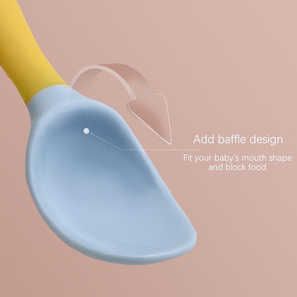 Ложка для ребенка, набор посуды, вспомогательная силиконовая ложка для еды, обучение еде для малышей, гибкая мягкая вилка, детская посуда