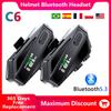 1/2 шт. Шлем для мотоцикла C6 Bluetooth-гарнитура для связи 500 м Светодиодная подсветка FM-радио Шумоподавление CVC IPX5 Водонепроницаемый