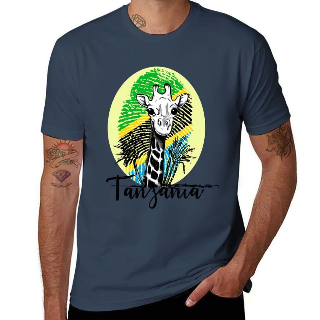 Tanzania African Adventure Cute Giraffe TShirt Casual Daily Wear Short Sleeve Top