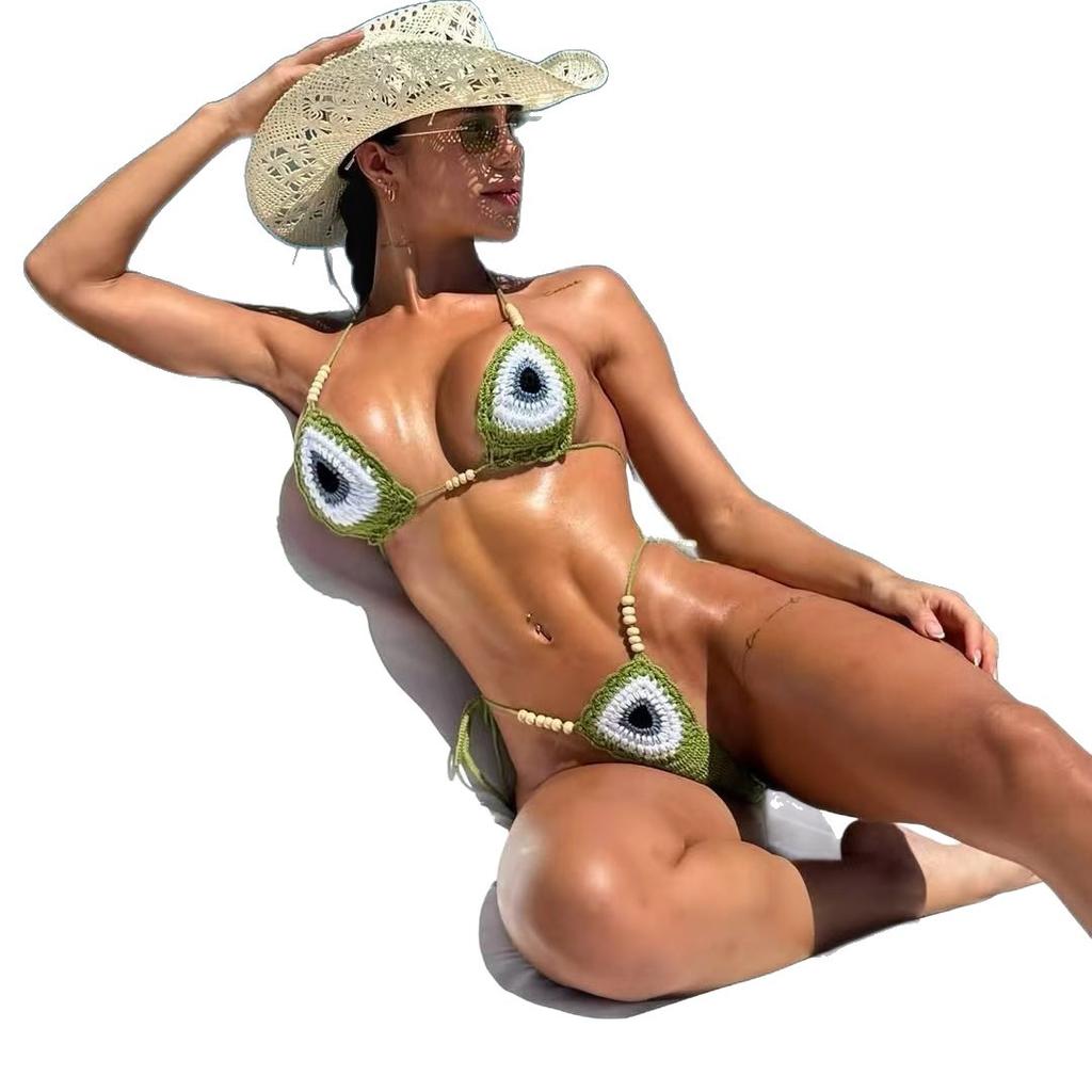 Новый пляжный сексуальный вязаный раздельный купальник бикини для женщин