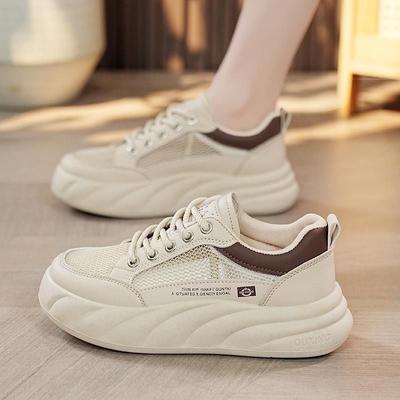 Новые универсальные повседневные туфли из натуральной мягкой кожи с ажурной дышащей сеткой, летние супермягкие туфли для скейтбординга, белые туфли с сетчатой поверхностью для женщин