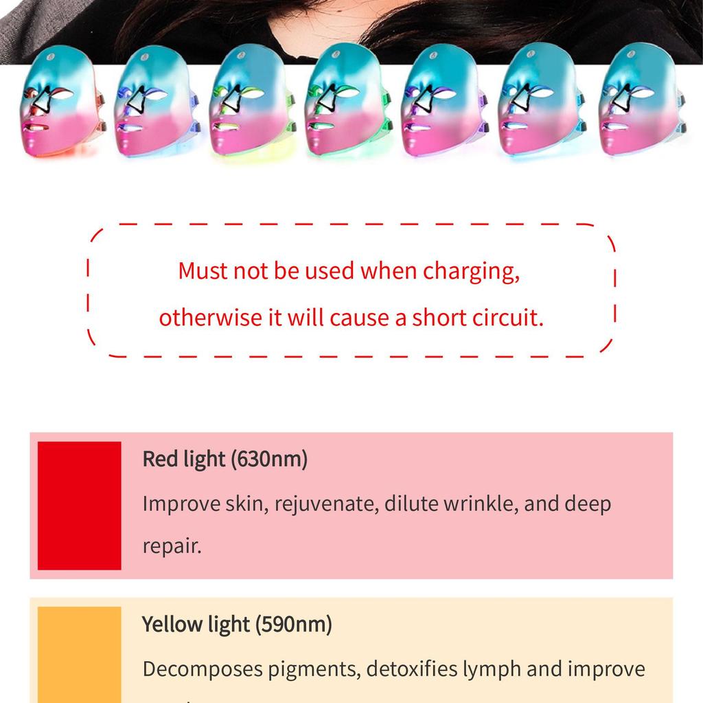 Premium 7 Colors LED Beauty Mask 600mAh Wireless Photon Facial Mask Machine Therapy Acne Anti Aging Skin Tightening Lifting Tool