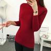 Winter Knitted Jumper Tops Turtleneck Pullovers Casual Sweaters Women Shirt Tight Red Wine Sweater