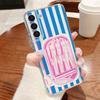 Модный чехол в полоску с уткой и сердцем для Samsung Galaxy S26 S25 Ultra S24 S23 S22 Plus S21 FE A54 A55 A16 A26 A36 A56 A17 A27 A37 A57 5G Прозрачный мягкий чехол