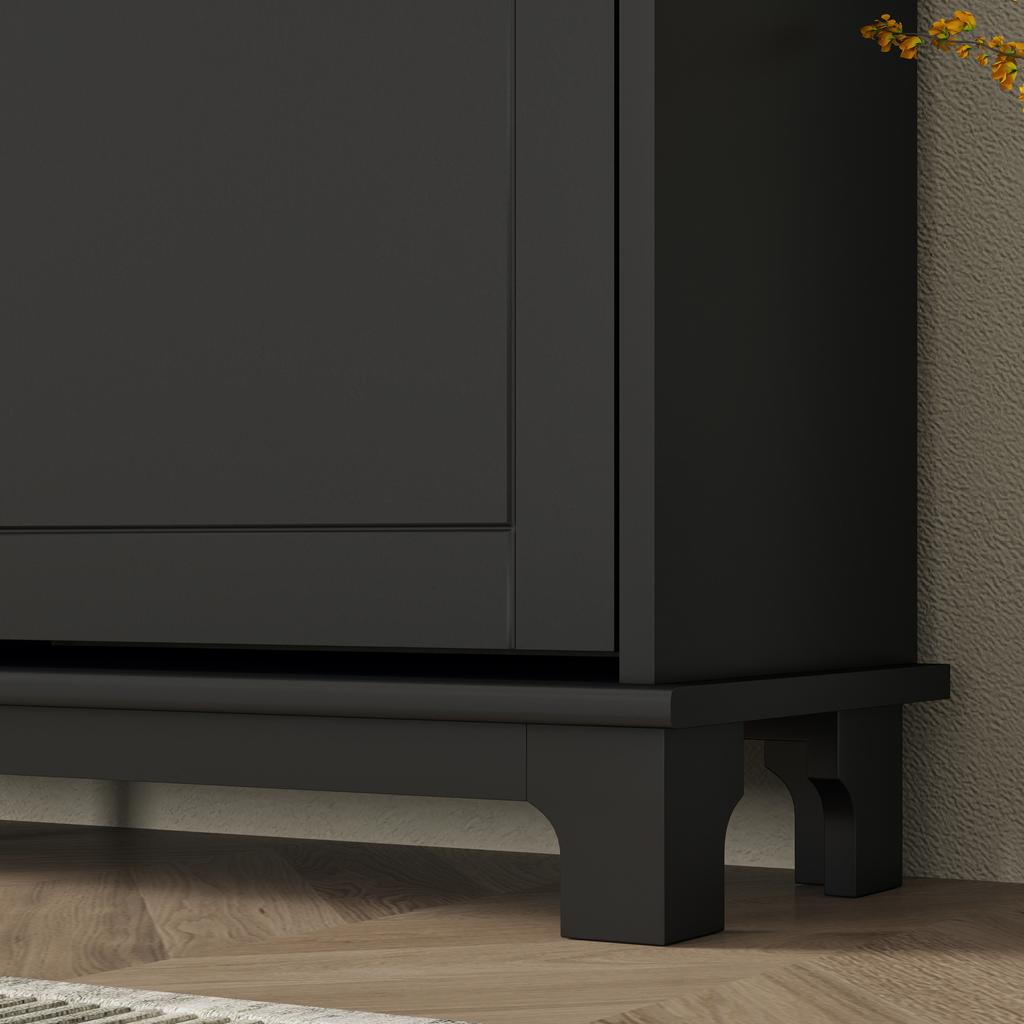 Narrow Shoe Storage Cabinet, Slim Shoe Cabinet with 4 Flip Drawers, Adjustable Shelves for 16 Pairs of Shoes, Black