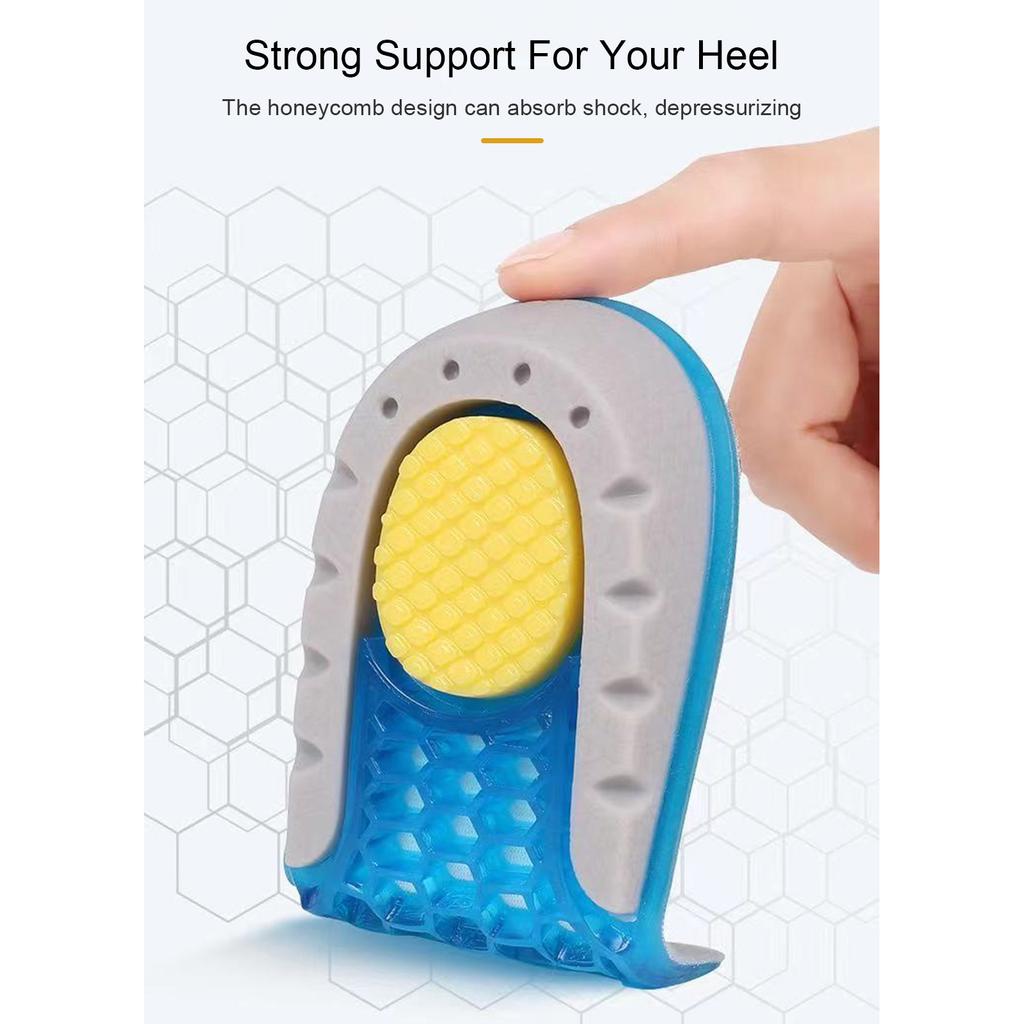 1 Pair Heel Lift Inserts Height Increase Insole Soft Breathable Invisible Design Sillicone Foot