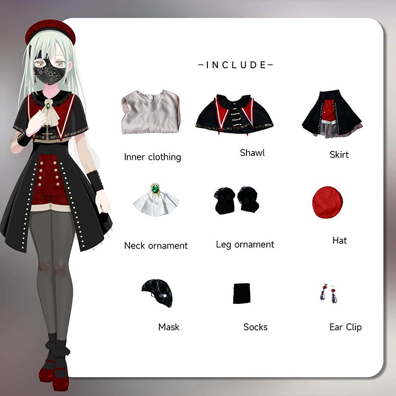 Взрывная мечта! Ave Mujica Wakaba Mutsumi Костюм для косплея Аниме Mortis Женская школьная форма Хэллоуинский костюм