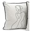 [A3699] - Бархатная подушка "Арти" черно-белая - 40х40 см (силуэт женщины)
