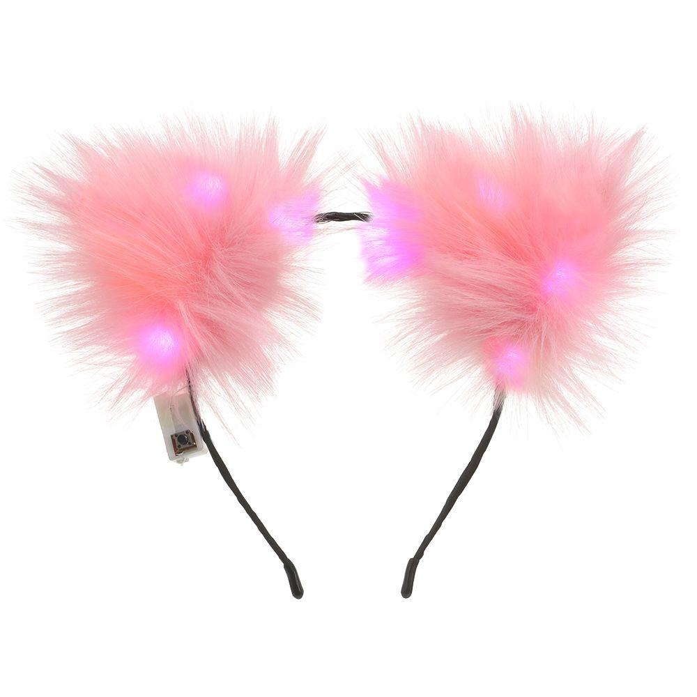 Маскарад со светодиодной подсветкой Косплей Головной убор Маскарадный костюм Повязка на голову Аксессуары для волос Повязка на голову с кошачьими ушками