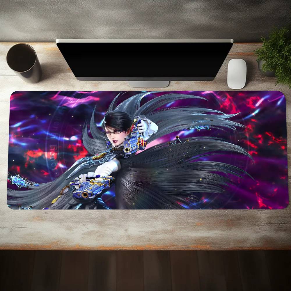Коврик для мыши с изображением аниме Bayonetta, большой, для игр и клавиатуры, с резиновым покрытием LockEdge, аксессуары для компьютера и офиса.