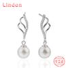 Линдон стерлингового серебра 925 пробы синтетический жемчуг серьги серьги-капли для женщин подарки на свадьбу