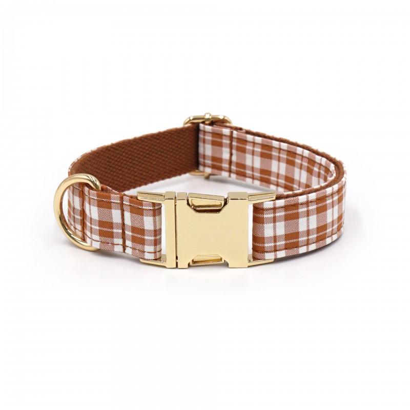 Plaid Dog Collar Leash Set With Bowknot Accessory Adjustable Sizes XS To XL Small Medium Dogs