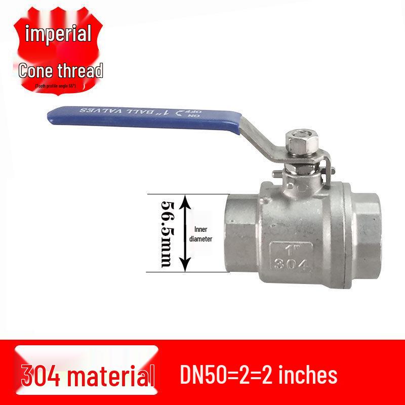 201/304 Stainless Steel Female Thread Ball Valve, Two-Piece, Sizes 1/2", 3/4", 1", 2" (DN15-20)