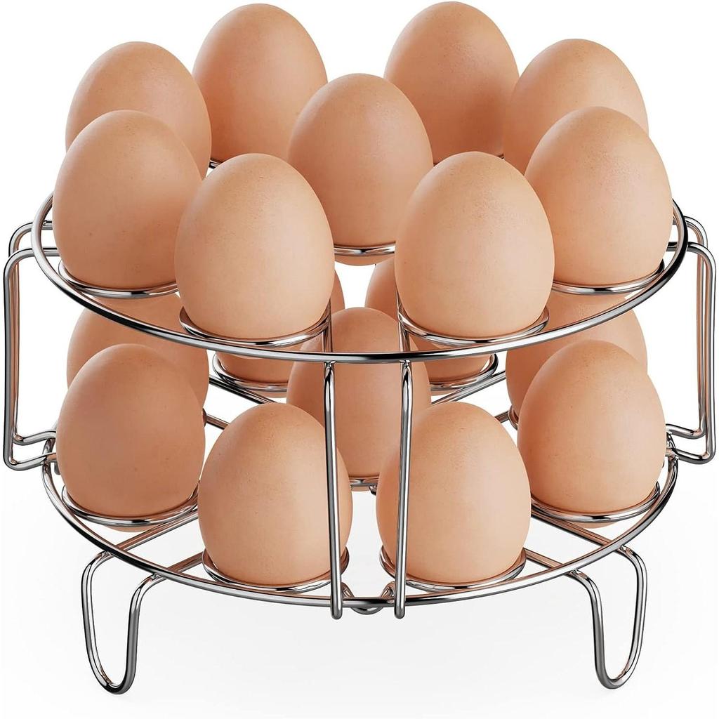 Egg Steamer Rack - Stainless Steel Trivet for 6, 8 Quart Pressure Cooker, Compatible for Instant Pot Accessories, Cooks 18 Eggs