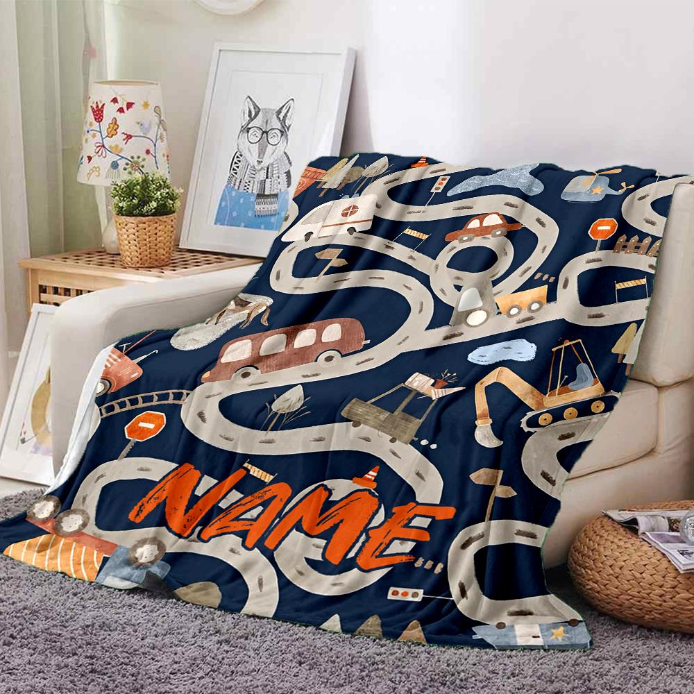 Custom Name excavator Theme Printed Blanket - Perfect for Couch, Bed, Travel & Outdoor Use | Machine Washable, Cozy & Durable.
