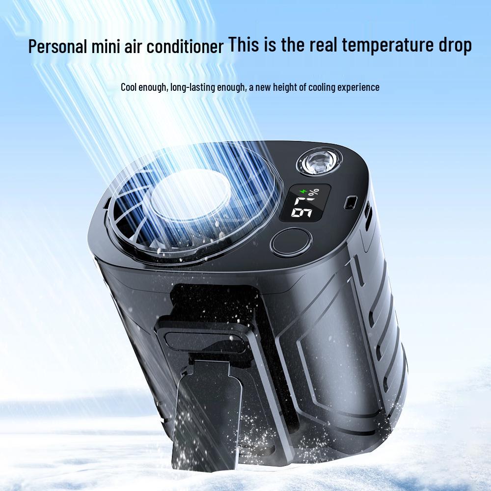 Portable High-Speed Waist Fan with Clip & Digital Display, Long Battery Life, Lighting, & Neck Hanging Option