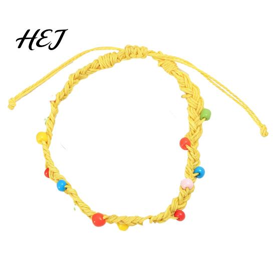 Handmade Woven Friendship Jewelry Braided Bracelet for Women, Bohemian Wrist Rope Boho Style Summer with Colorful Rice Beads, Adjustable Knot