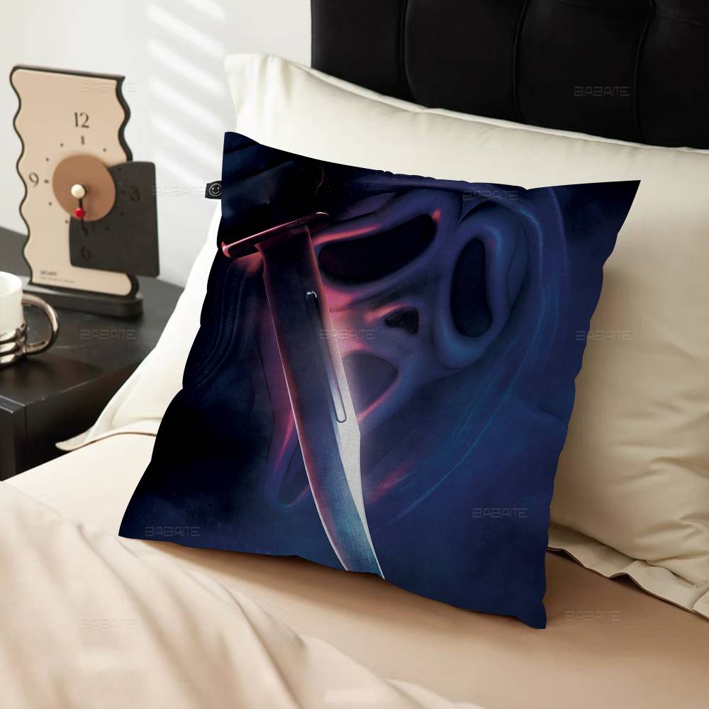 SScream Horror Movie Pillow Covers Cartoon Sofa Decorative Home Doublesided Printing Short Plush Cute Cushion Cover