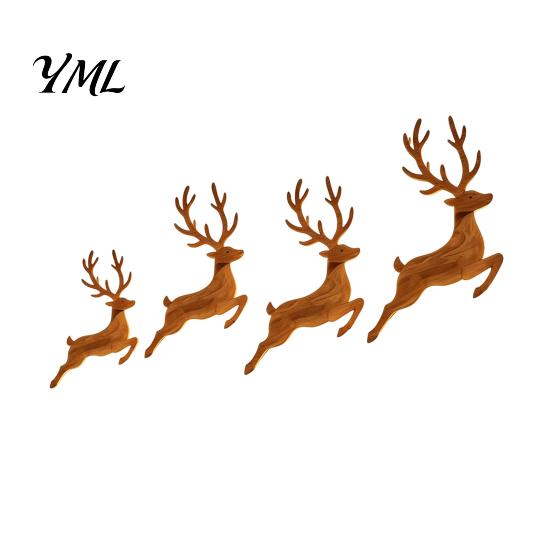 LED Backlit Silhouette Christmas Reindeer Wall Light, Wooden with Warm Backlight, Modern Farmhouse Interior Decor Battery Operated Lighted Festive Art