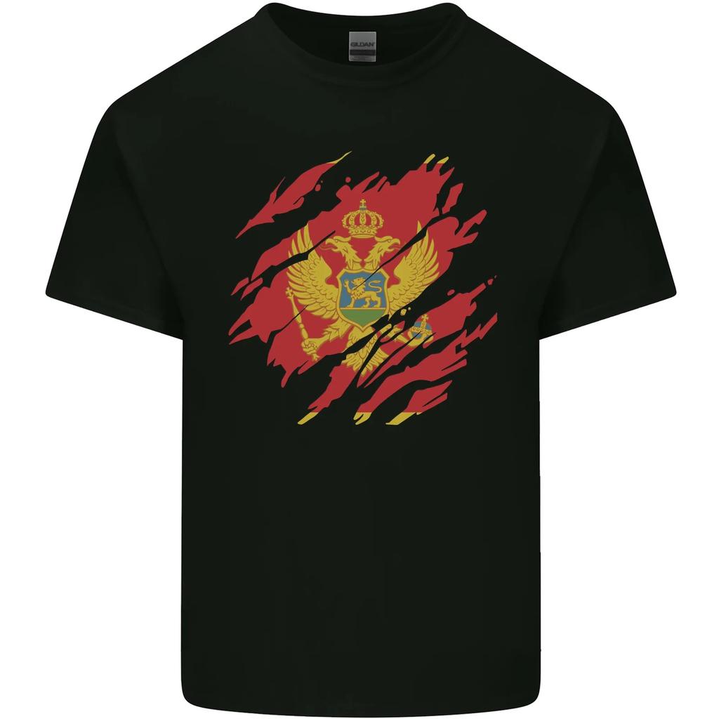 Torn Montenegro Flag Montenegrin Day Football Kids T-Shirt Childrens