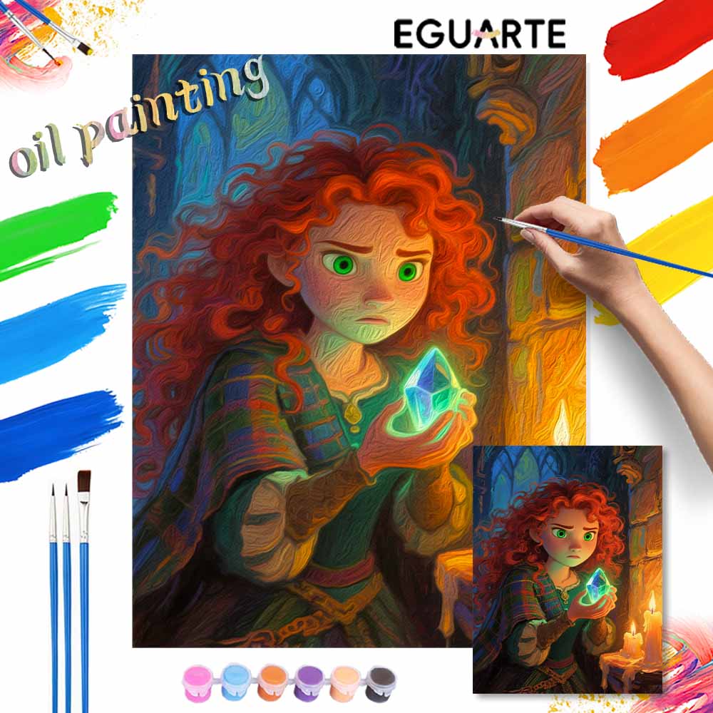 Disney Princess Merida Digital Oil Painting Art Kit Hand Painted Home Decor