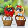 4Pcs Basket Cat DIY Landscaping Micro Bonsai Succulent Resin Ornaments Set for Outdoor Patio Garden Home Holiday Party Decoration