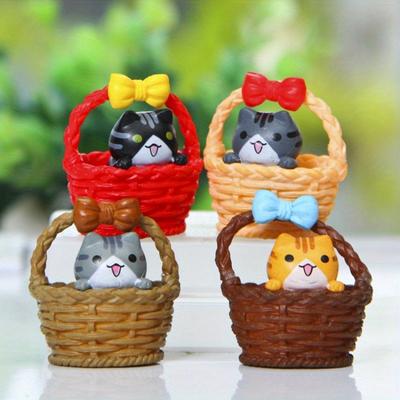 Набор из 4 шт. корзина с кошкой сделай сам ландшафтный дизайн микро бонсай суккуленты смоляные украшения для улицы патио сада дома праздничного украшения