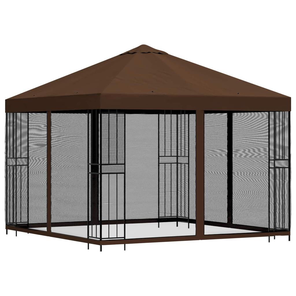 Garden Pavilion with Side Walls 3 x 3 m Brown
