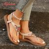 Модные Aphixta 2024 Сандалии на плоской подошве с эластичной лентой, летние, с цветными бусинами, гладиаторы, женские, сандалии, мягкая подошва, шлепанцы, обувь для женщин