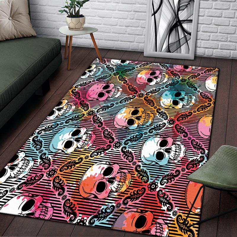Винтажный декоративный череп с узором розы, декоративный квадратный ковер, современный дом, гостиная, пол, матовый ковер для спальни, художественный коврик для плаката