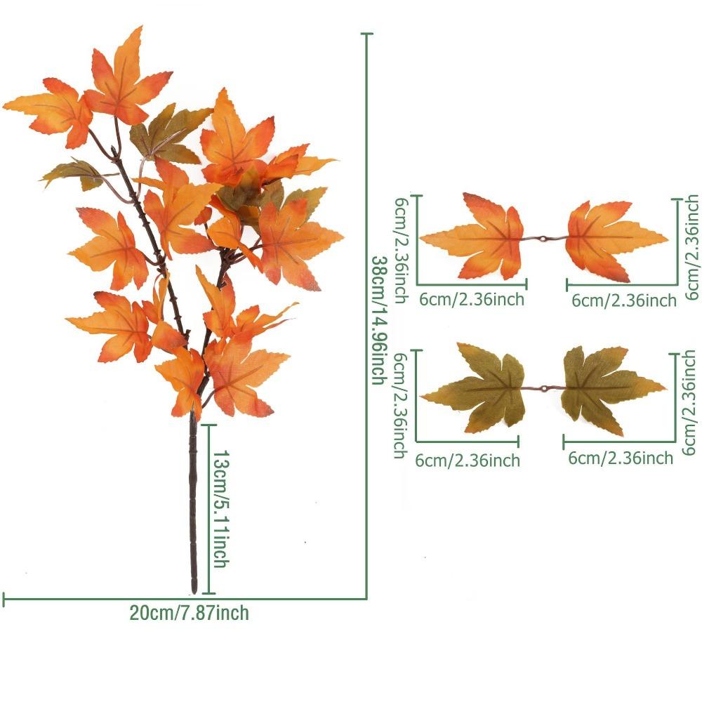 2PCS Fabric Autumn Fallen Decor Maple Leaf Shape Simulated Maple Leaf Garland for Thanksgiving