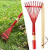 Kids Rake with Hardwood Handle Vibrant Color Head Lightweight Child Size Garden Lawn Rake for Leaves Children Garden Tool Gift
