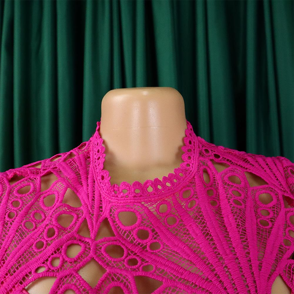 YYFS Women's Fashion Summer Spring Solid Color Print Short Sleeve O-Neck High Waist Casual Dresses