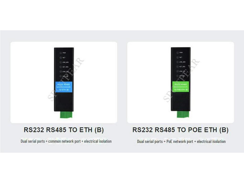 Промышленный последовательный серверный модуль RS232/RS485 - RJ45 Ethernet на DIN-рейку