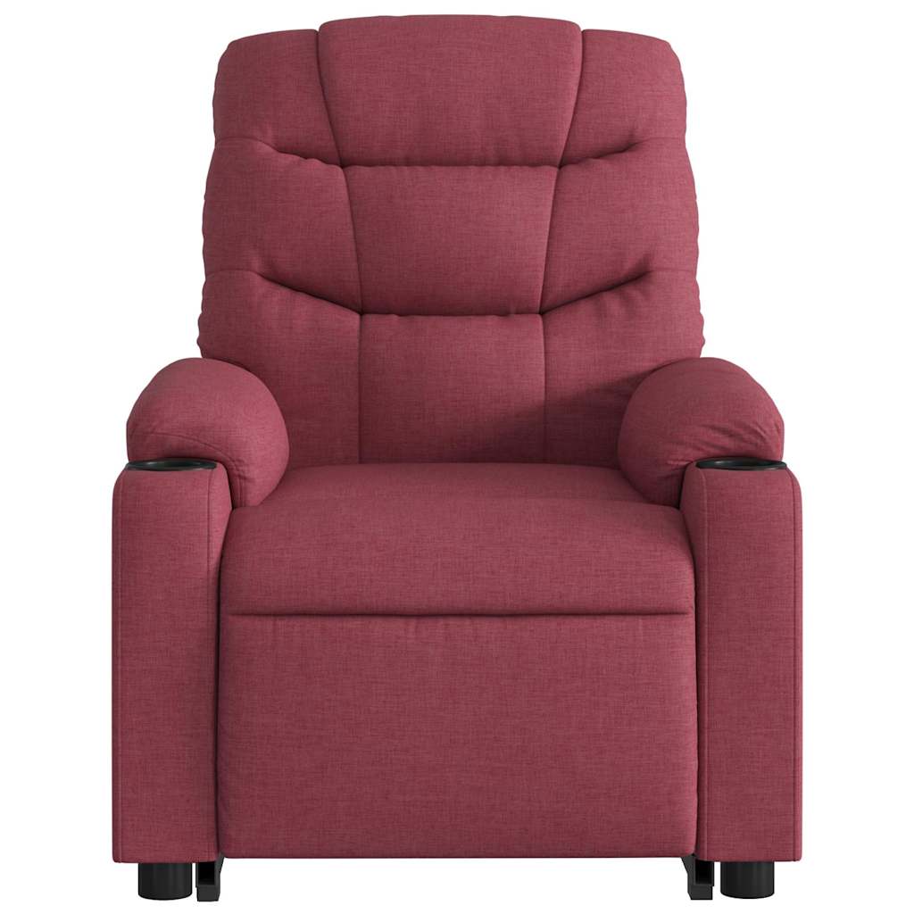 Electric Recliner Chair with Rising Function Burgundy Fabric