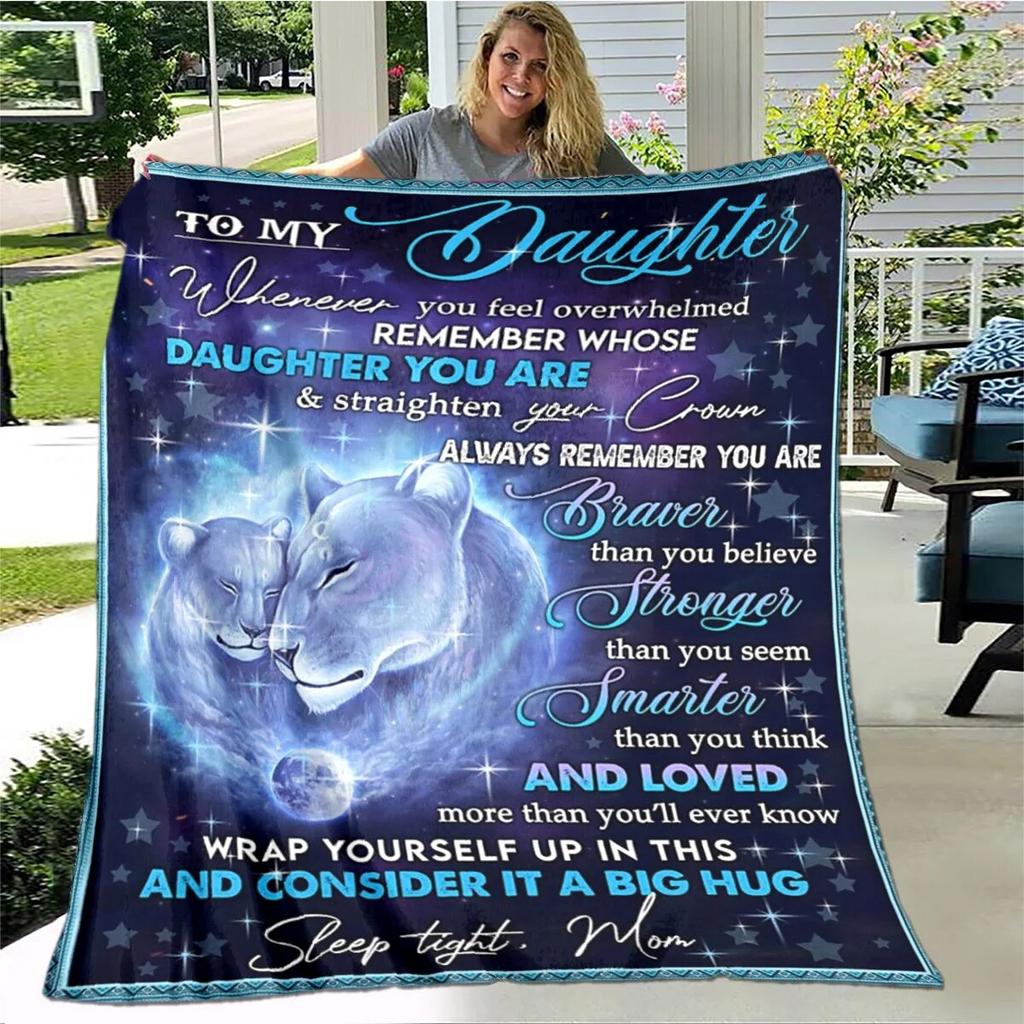 Персонализированное одеяло из шерпы для моей дочери с принтом льва, волка и дракона, подарок от мамы, папы, одеяло для дивана-кровати, мягкое одеяло для пикника